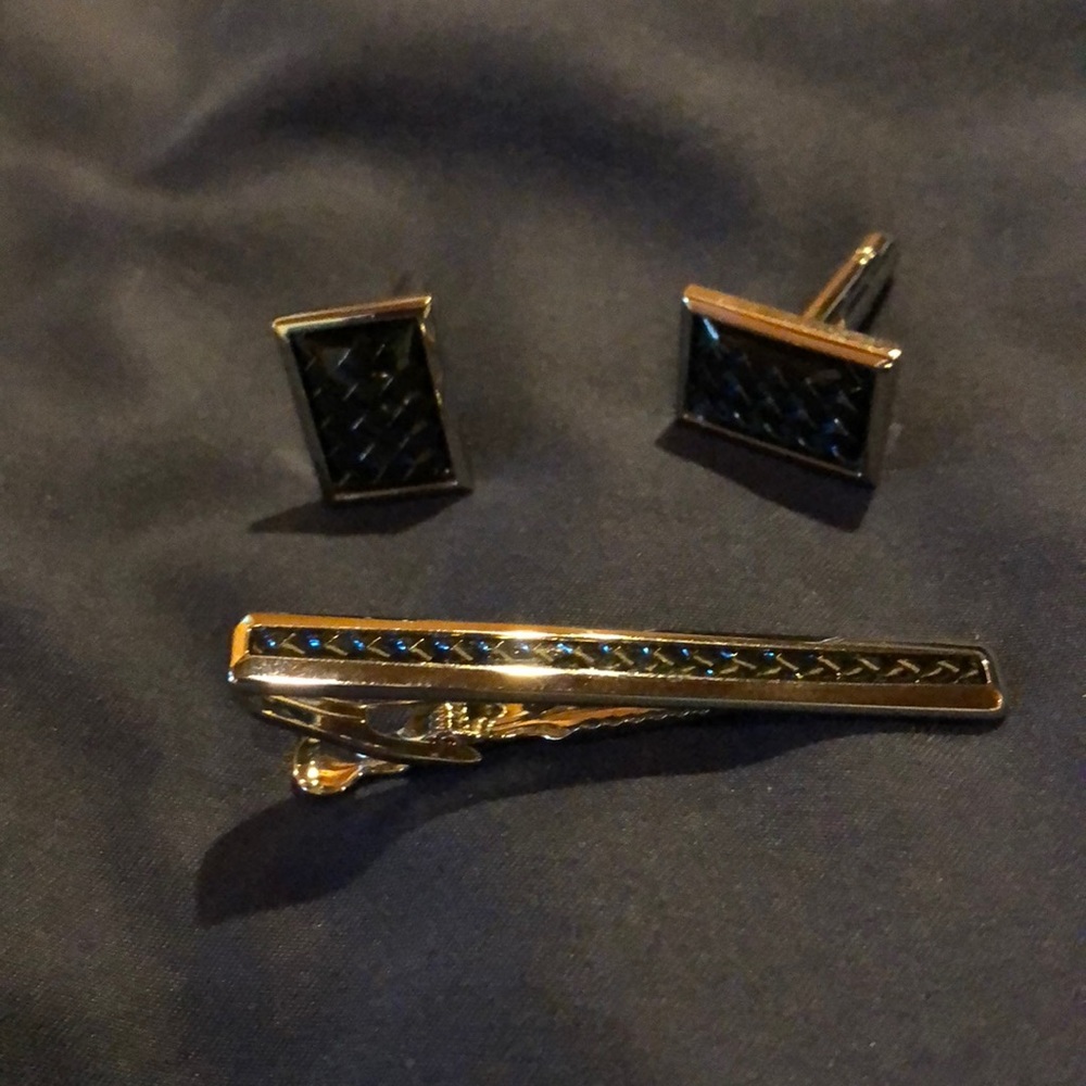 Tie clip and cuff links